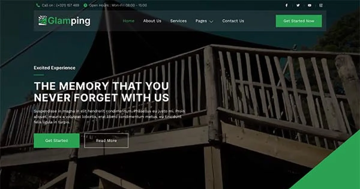 Glamping – Luxury Camping & Campground Elementor Template Kit