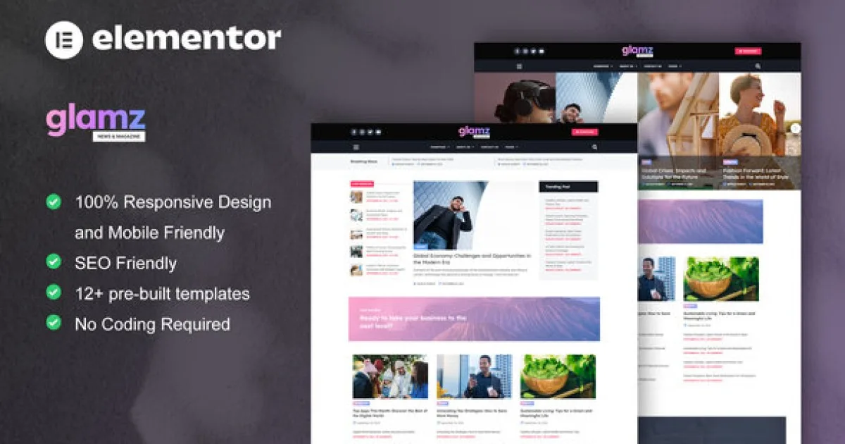 Glamz – News & Magazine Elementor Template Kit - Official Release Preview
