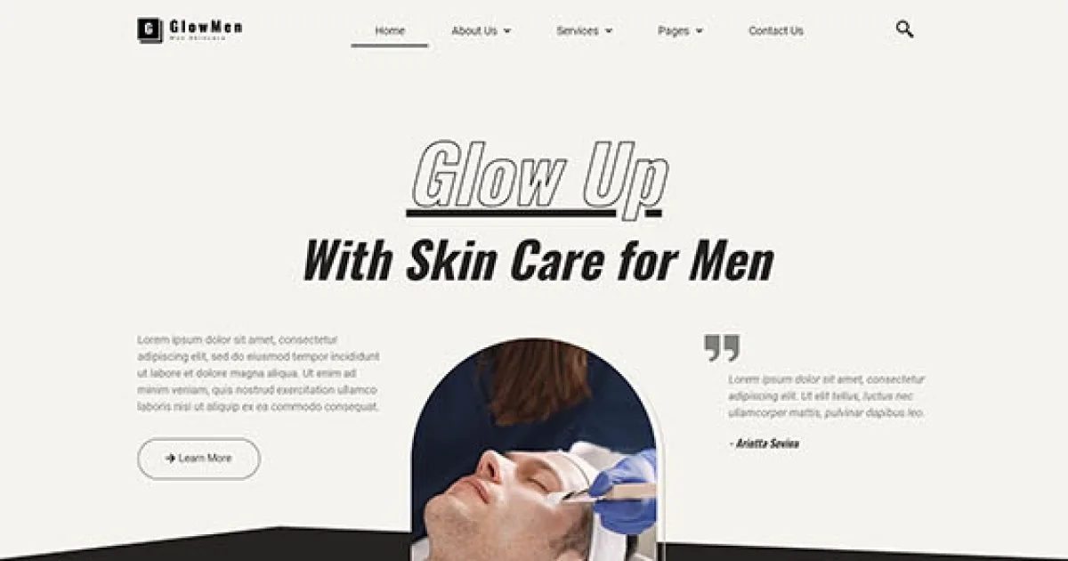 Glowmen – Men Skincare & Dermatology Elementor Template Kit