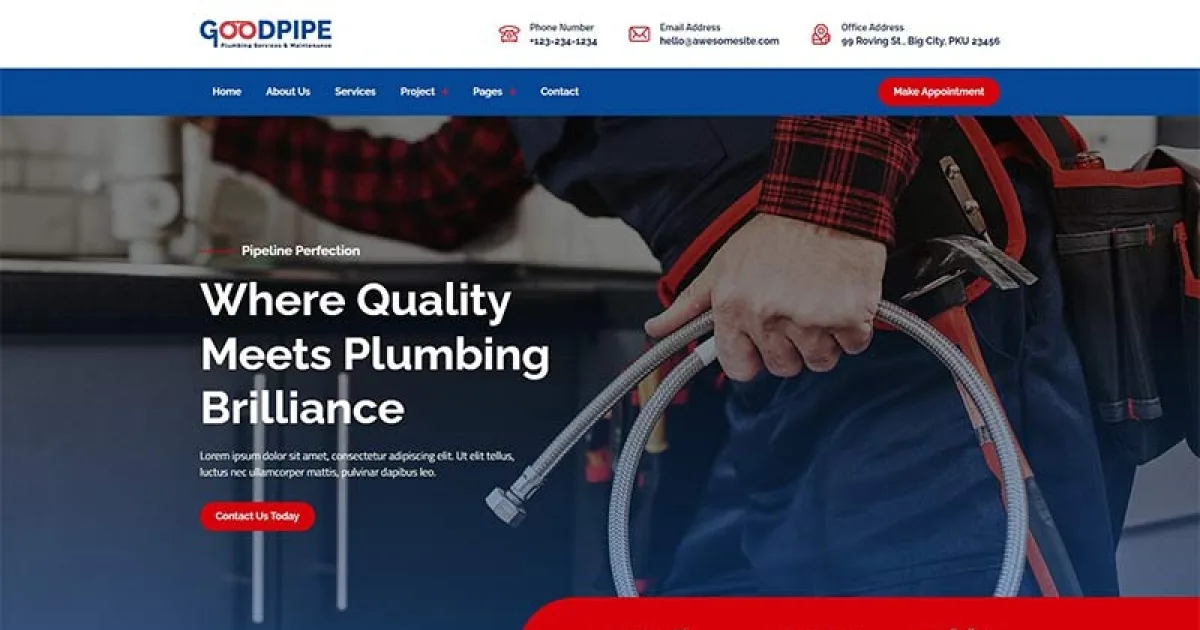 Goodpipe – Plumbing Services Elementor Template Kit