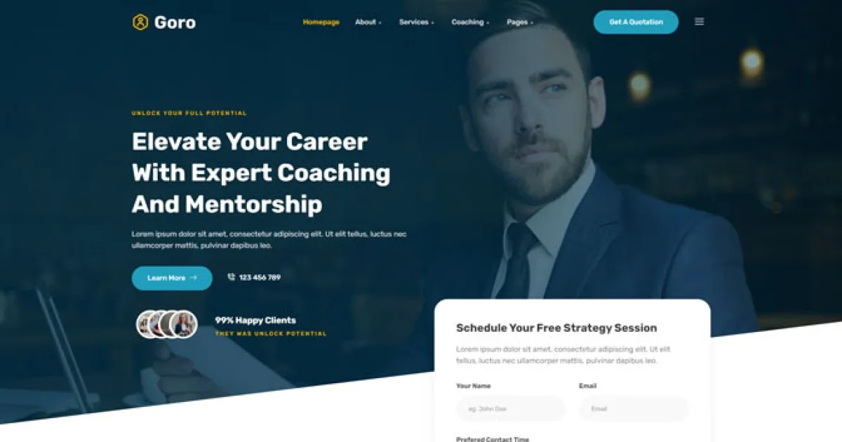 Goro – Online Coaching & Mentorship Elementor Template Kit