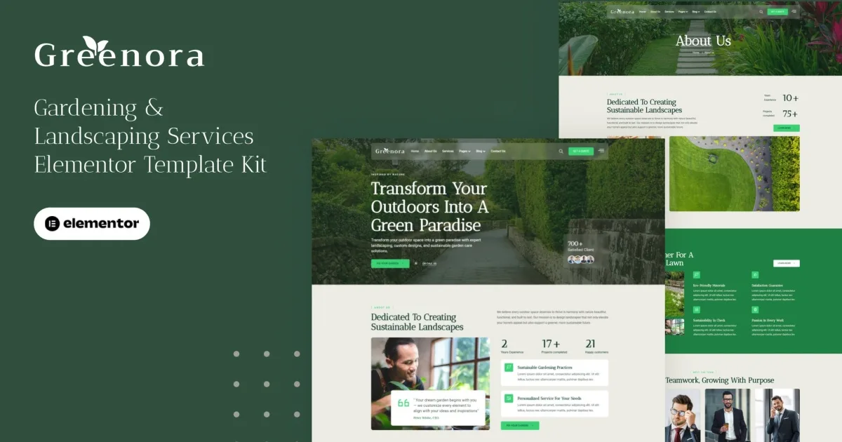 Greenora – Gardening & Landscaping Services Elementor Pro Template Kit