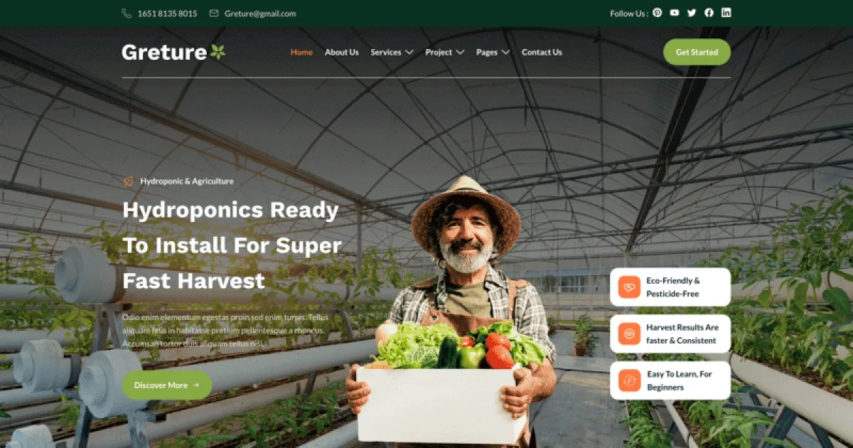 Greture – Hydroponic & Agriculture Elementor Template Kit