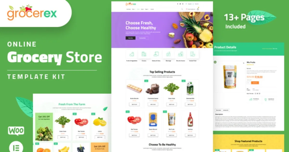 Grocerex – Grocery Store Elementor Pro Template Kit
