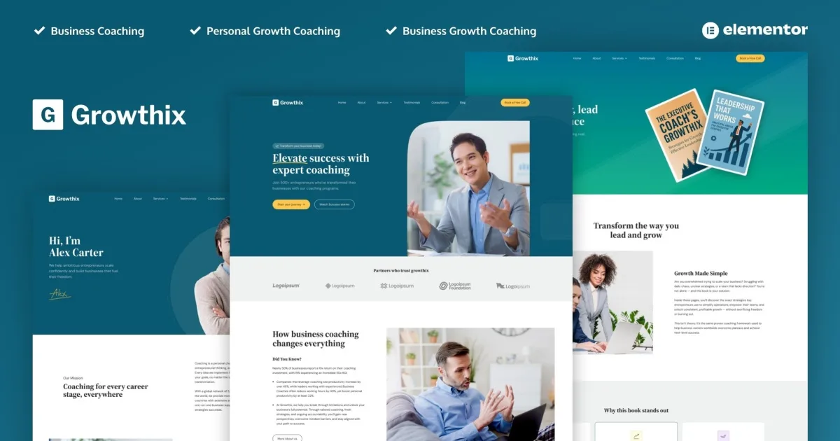 Growthix – Business Coach Elementor Pro Template Kit