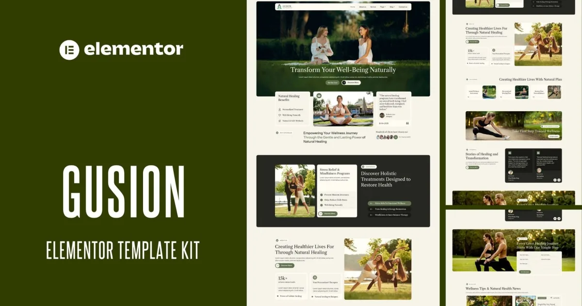 Gusion – Natural Healing & Holistic Therapy Elementor Template Kit