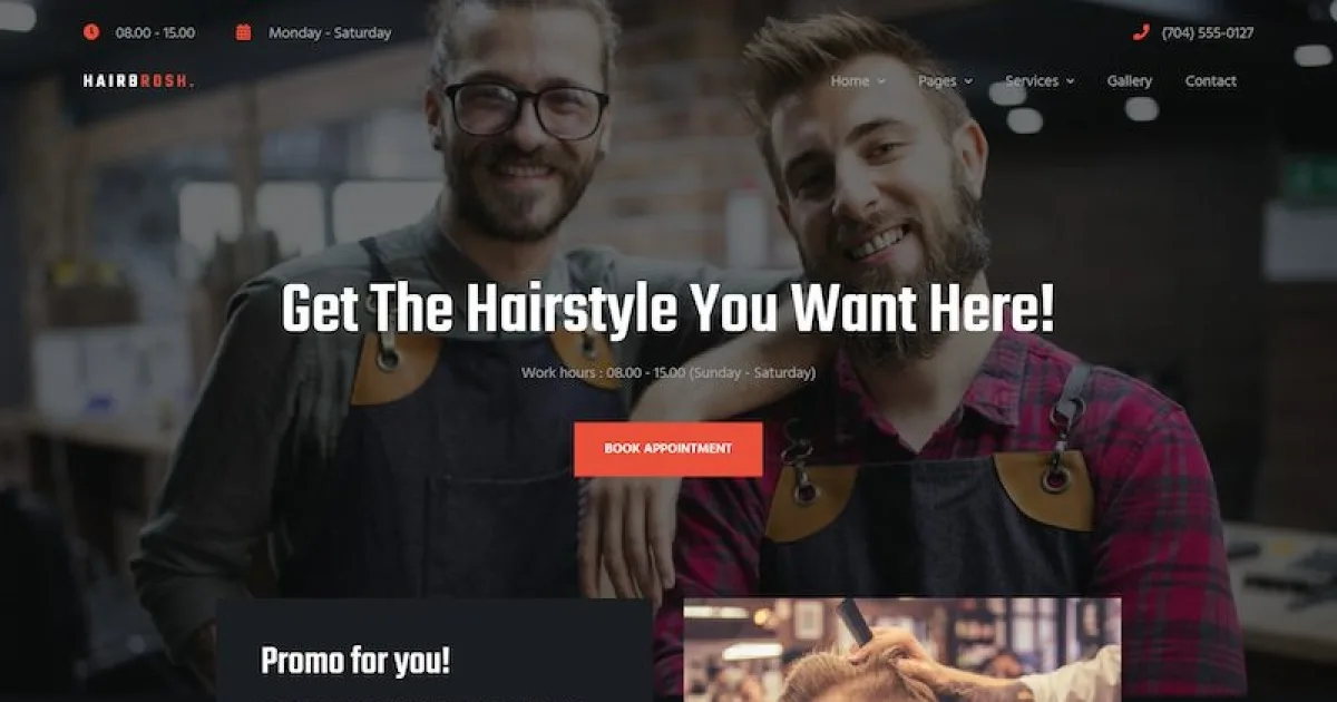 Hairbrosh – Barbershop & Hair Salon Elementor Template Kit