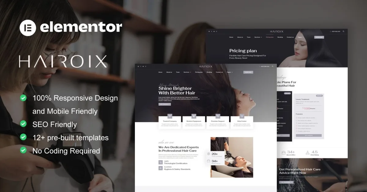 Hairoix – Hair Care Elementor Pro Template Kit