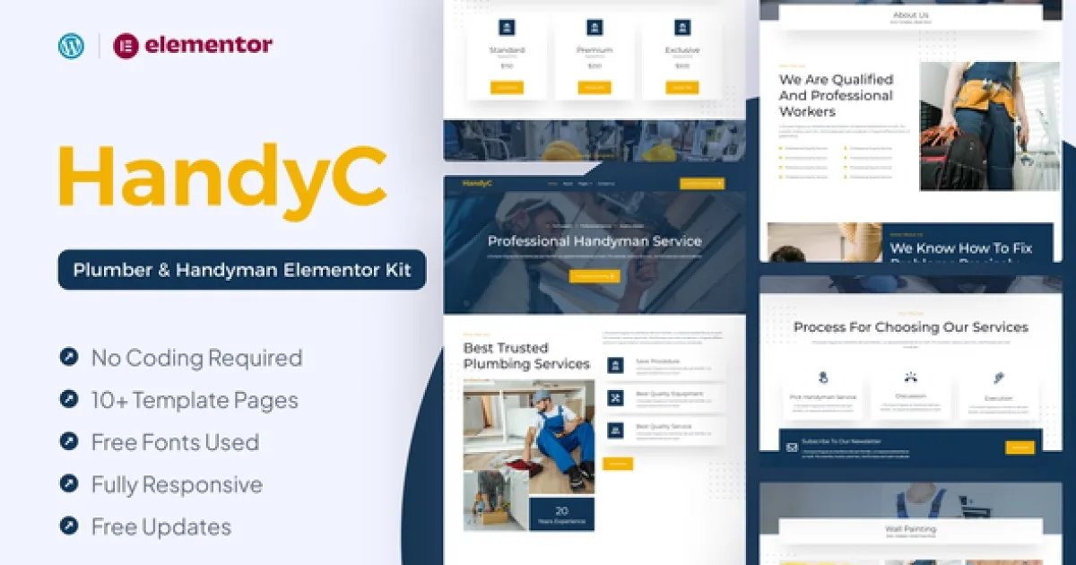 HandyC – Plumber & Handyman Elementor Pro Template Kit