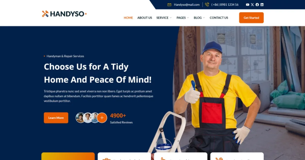 Handyso – Handyman & Repair Service Elementor Template Kit