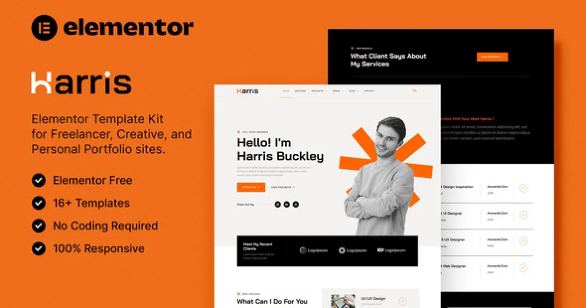 Harris – Creative & Personal Portfolio Elementor Template Kit