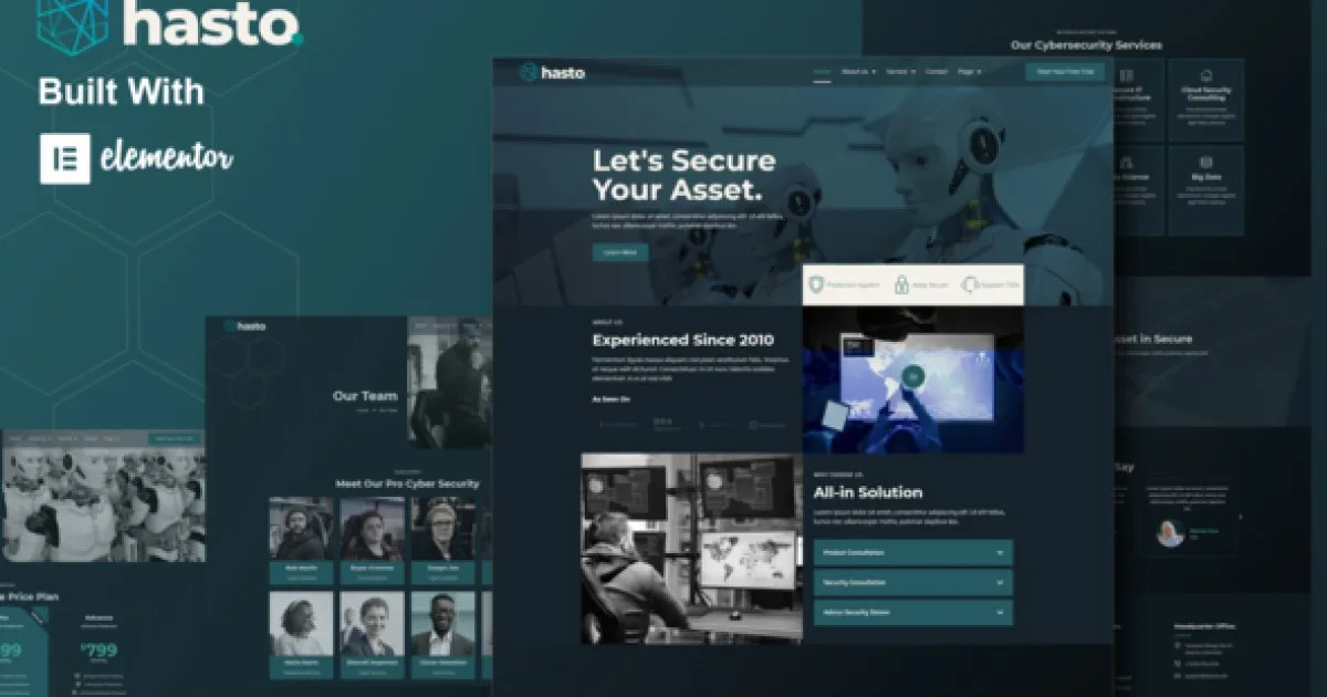 Hasto – Cyber Tech Security Service Elementor Template Kit - Official Release Preview
