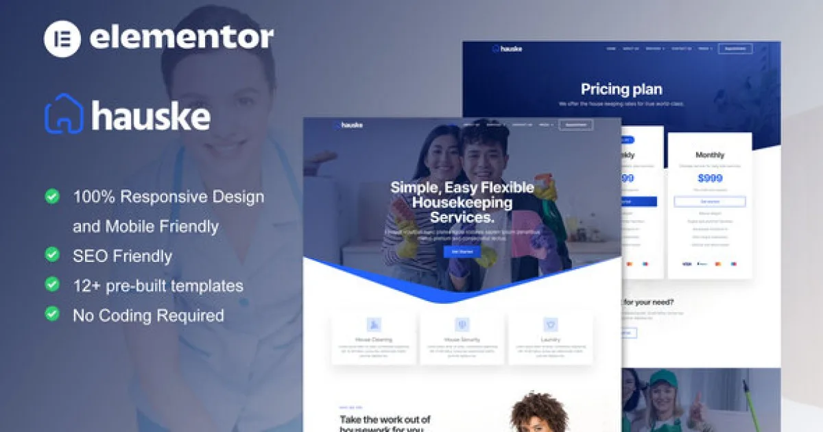Hauske – Houskeeping & Cleaning Services Elementor Template Kit