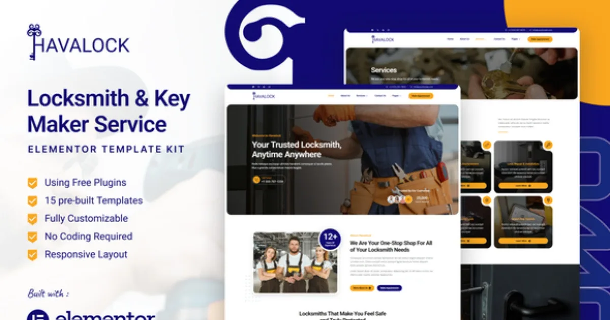 HavaLock – Locksmith & Key Maker Service Elementor Template Kit