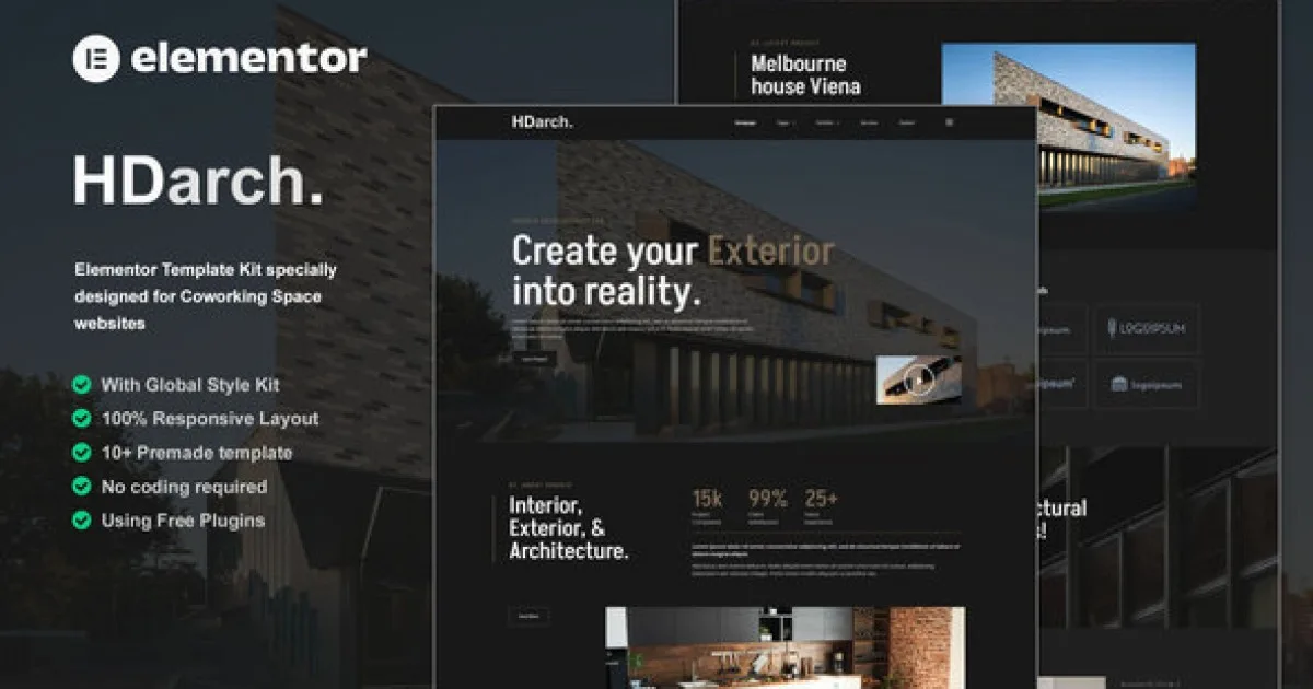 HDarch – Architecture & Interior Elementor Template Kit - Official Release Preview