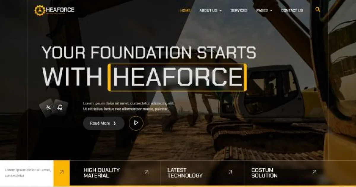 Heaforce – Machinery Heavy Equipment Elementor Template Kit