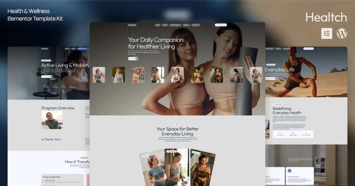 Healtch – Modern Health & Wellness Elementor Template Kit