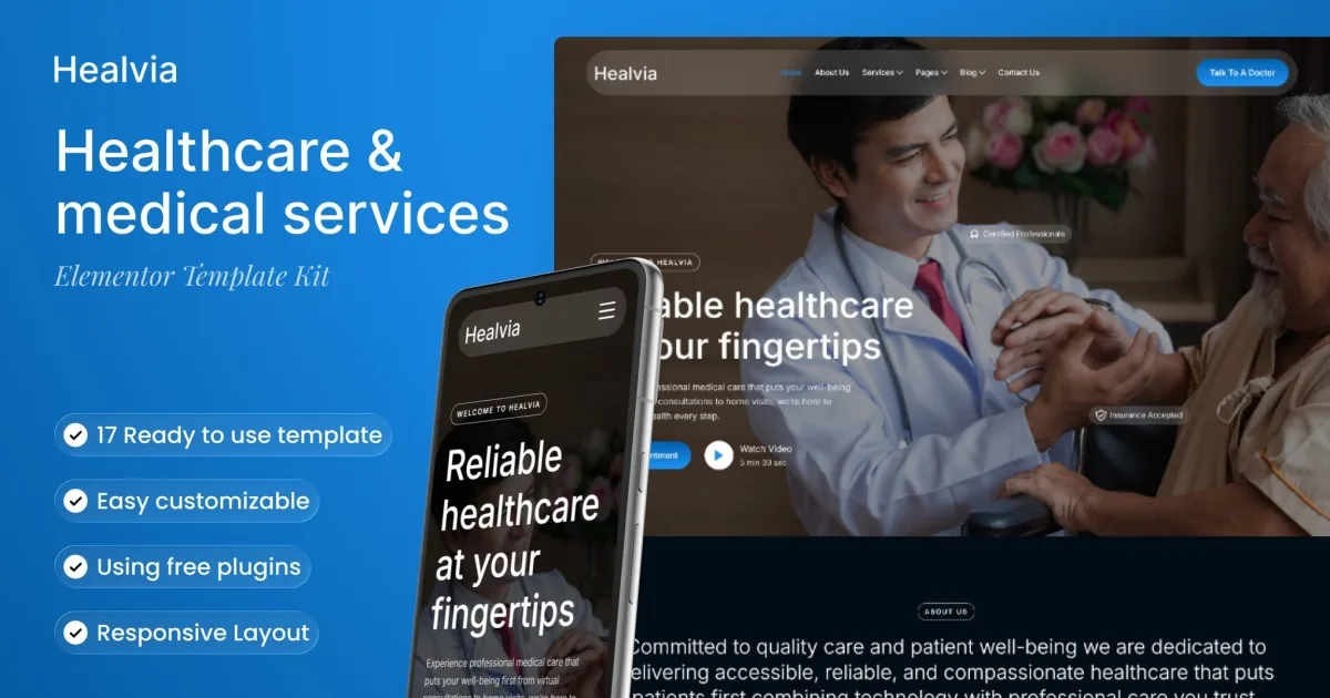 Healvia – Healthcare & Medical Services Elementor Template Kit