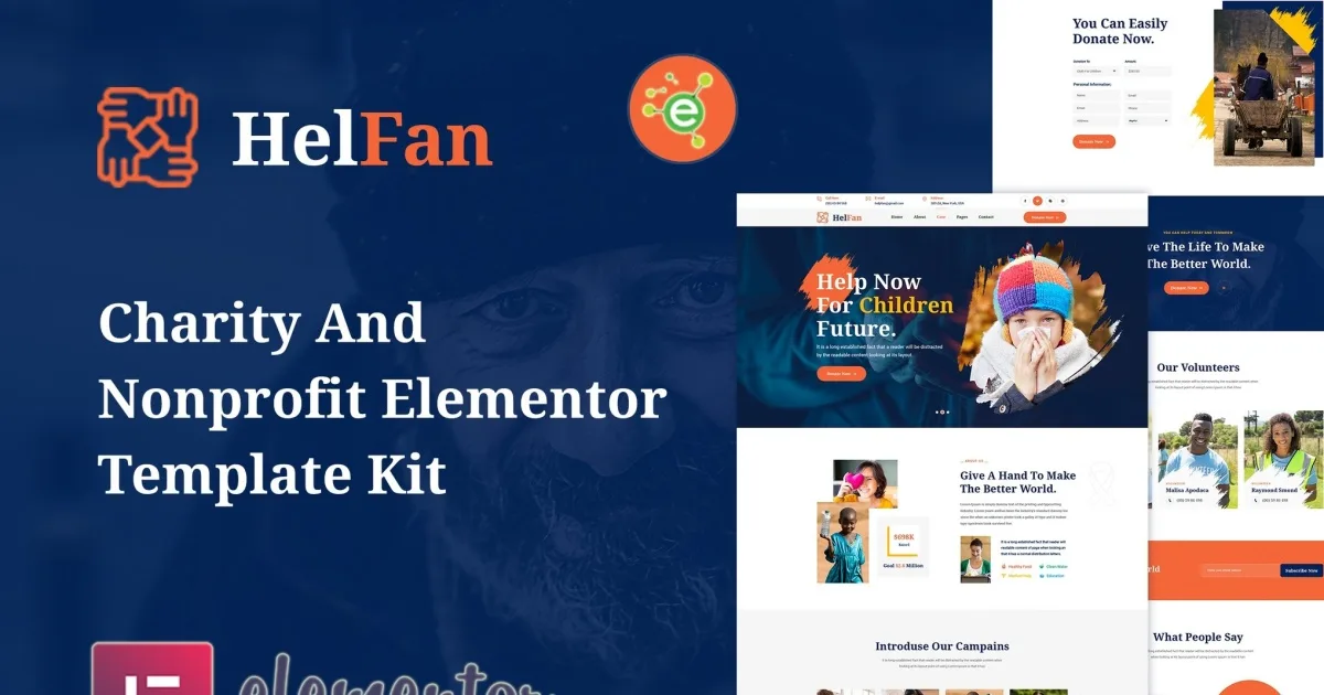 HelFan – Charity and Nonprofit Elementor Template Kit