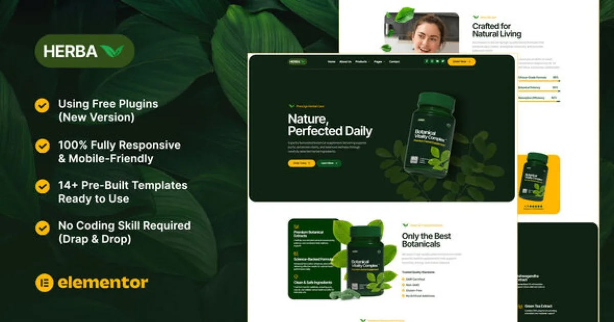 Herba – Herbal Health & Wellness Elementor Template Kit