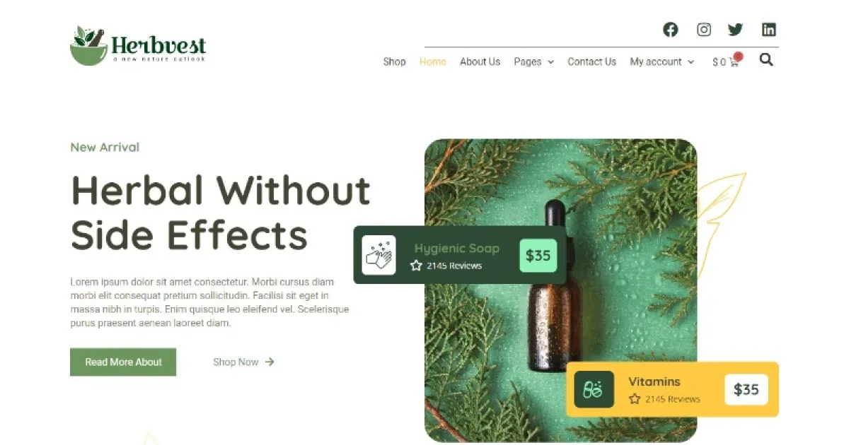 HerbVest – Herbal Store Elementor Pro Template Kit