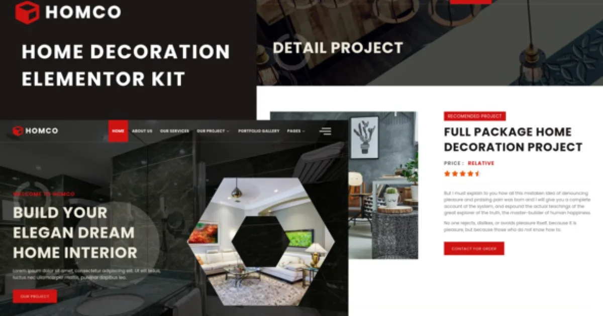 Homco – Home Interior Design Services Elementor Template Kit