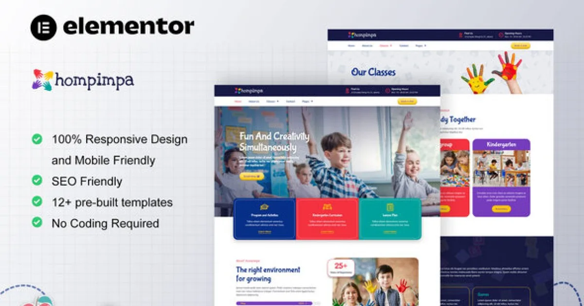 Hompimpa – Kindergarten & Child Care Elementor Template Kit