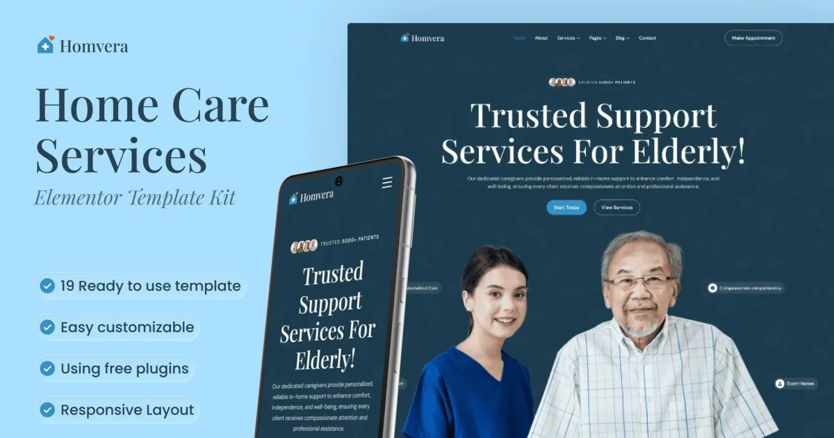 Homvera – Home Care Services Elementor Template Kit