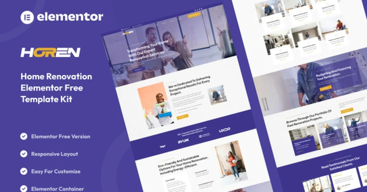 Horen – Home Renovation Services Elementor Template Kit
