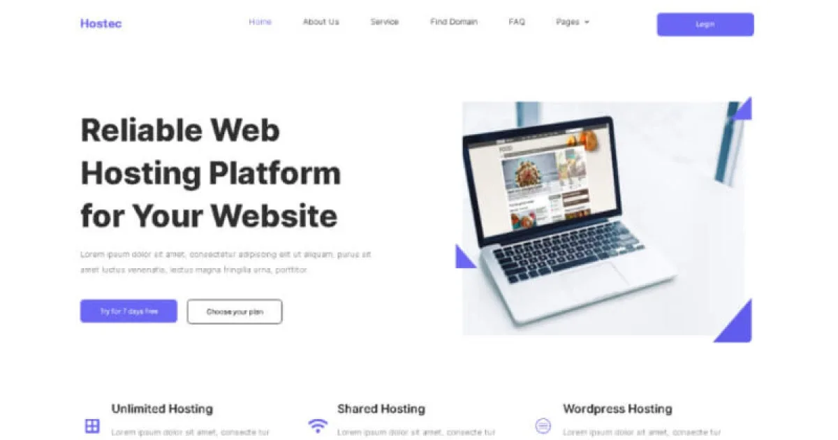 Hostec – Hosting Service Elementor Template Kit