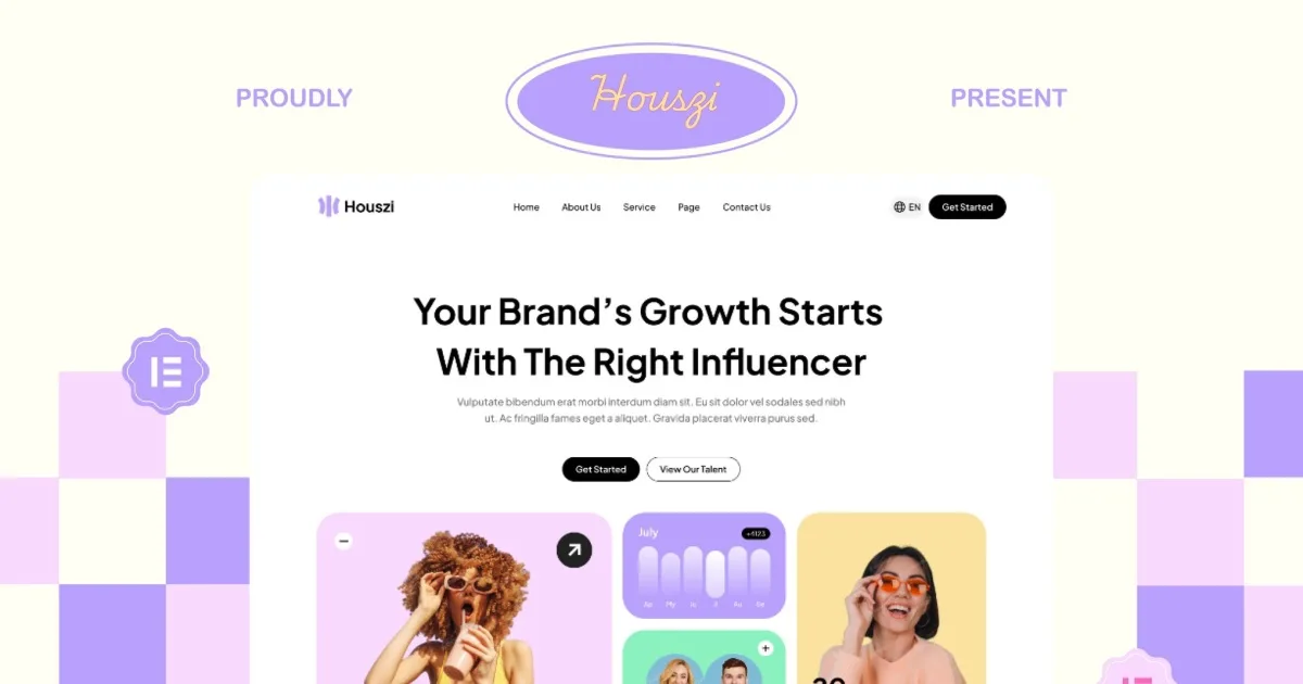 Houszi – Influencer Agency Website Elementor Template Kit