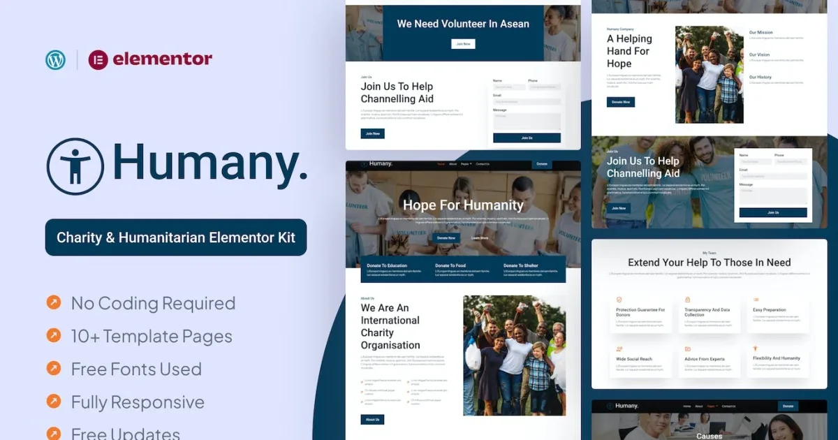 Humany – Charity Elementor Pro Template Kit
