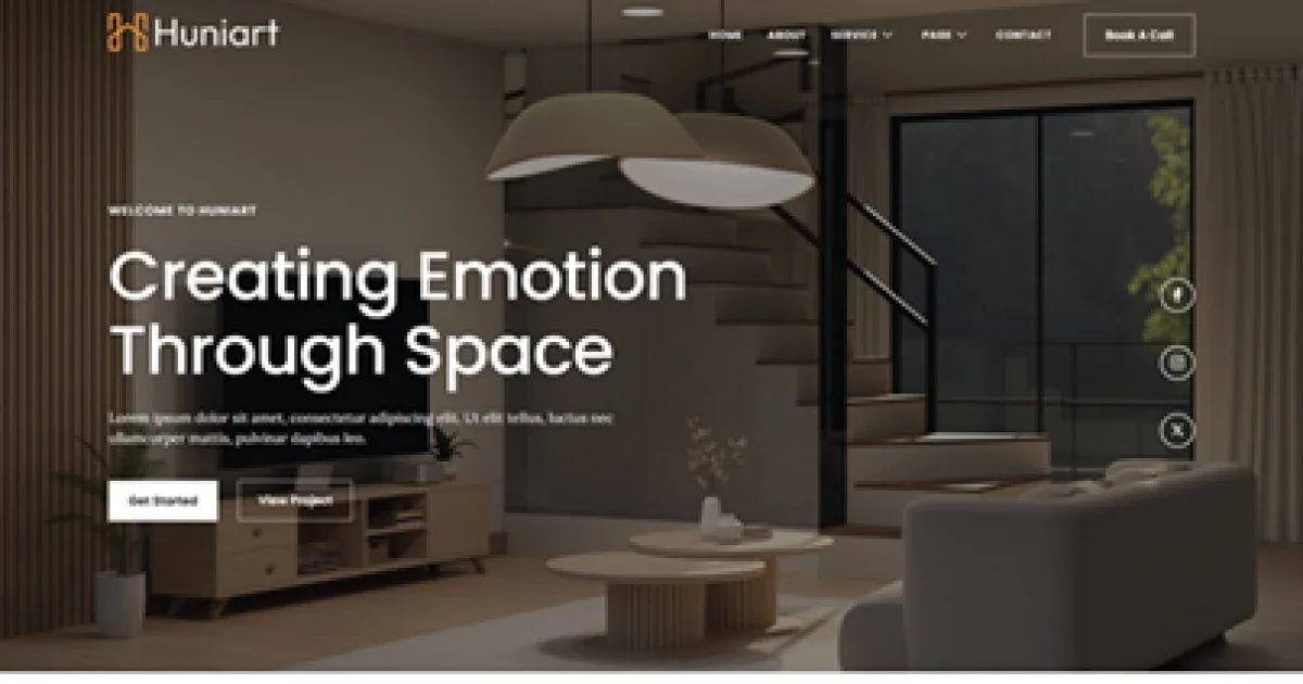 Huniart – Interior Design Service Elementor Template Kit