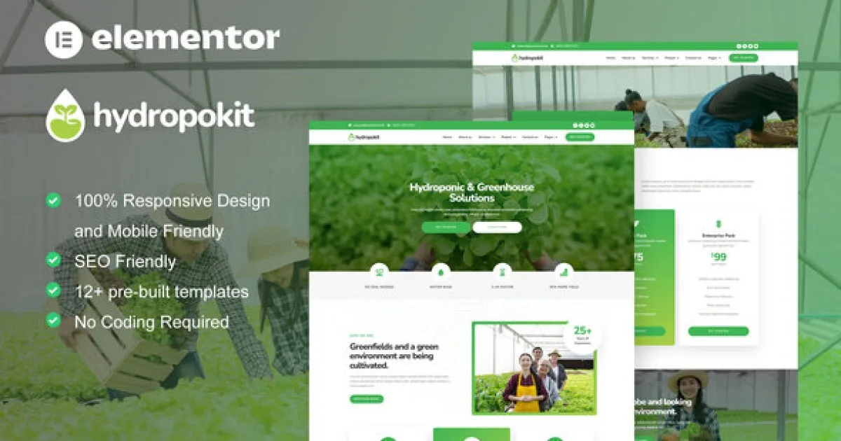 Hydropokit – Hydroponic & Agriculture Elementor Template Kit