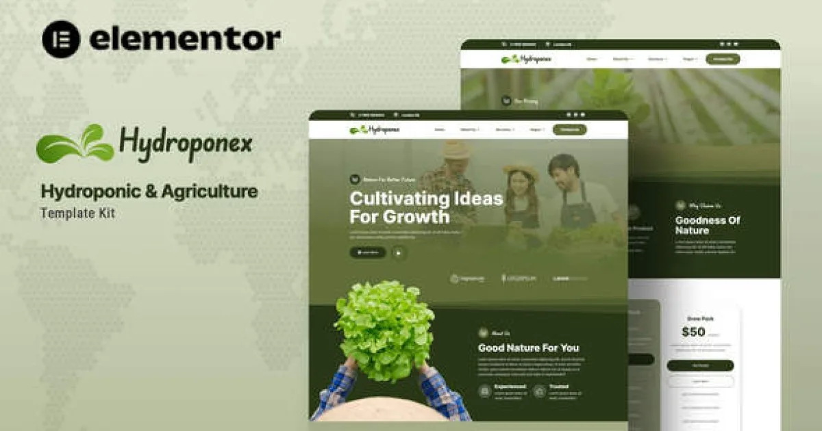 Hydroponex – Hydroponic & Agriculture Elementor Template Kit