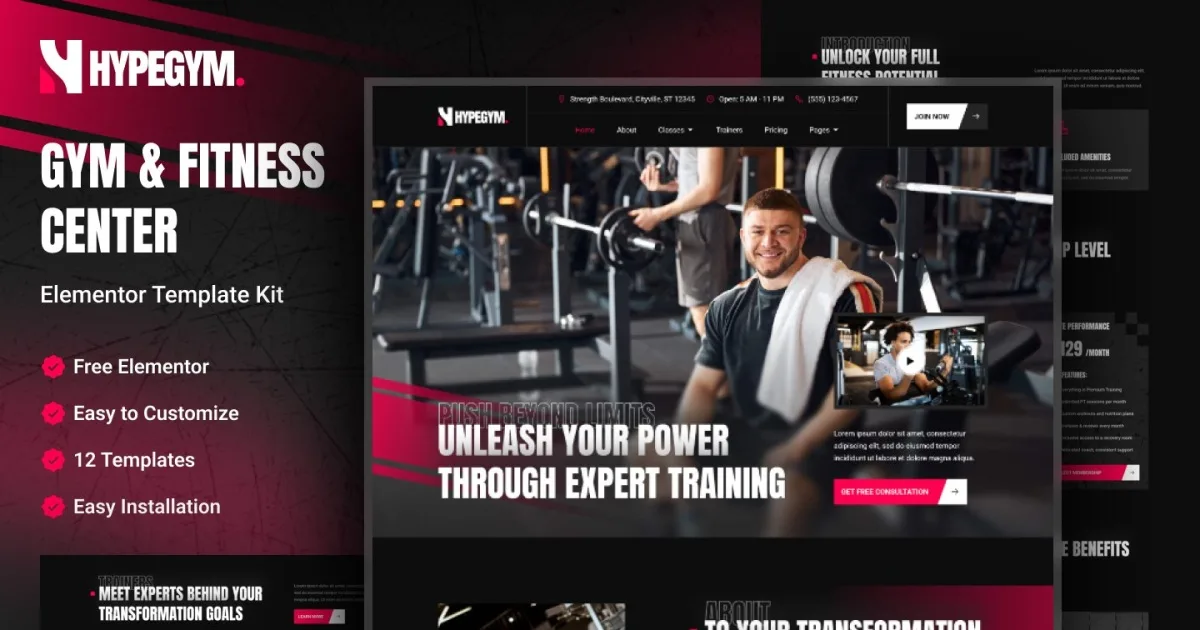 Hypegym – Gym & Fitness Center Elementor Template Kit