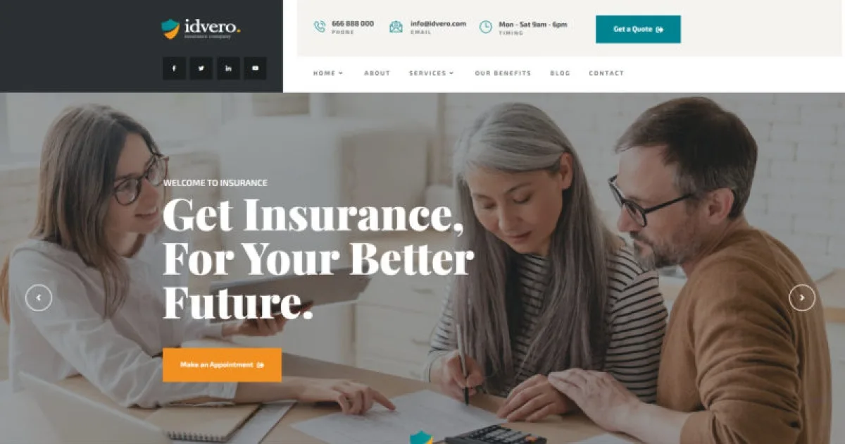 Idvero – Insurance Company Elementor Template Kit