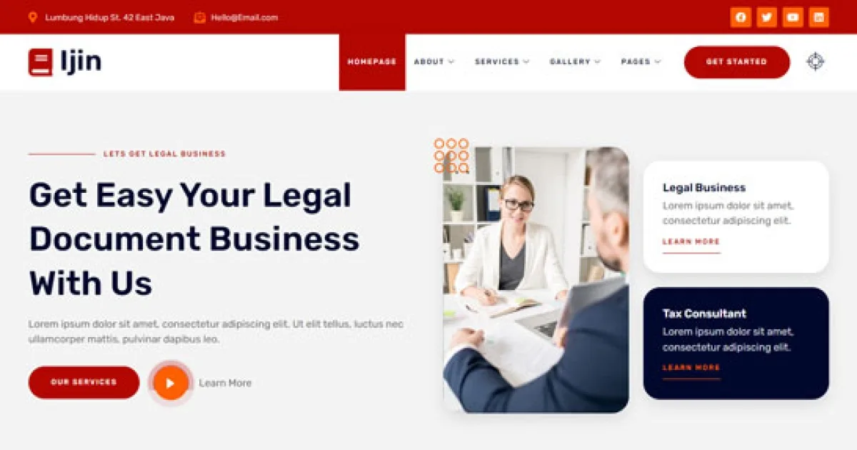 Ijin – Legal Business & Tax Consultant Services Elementor Template Kit