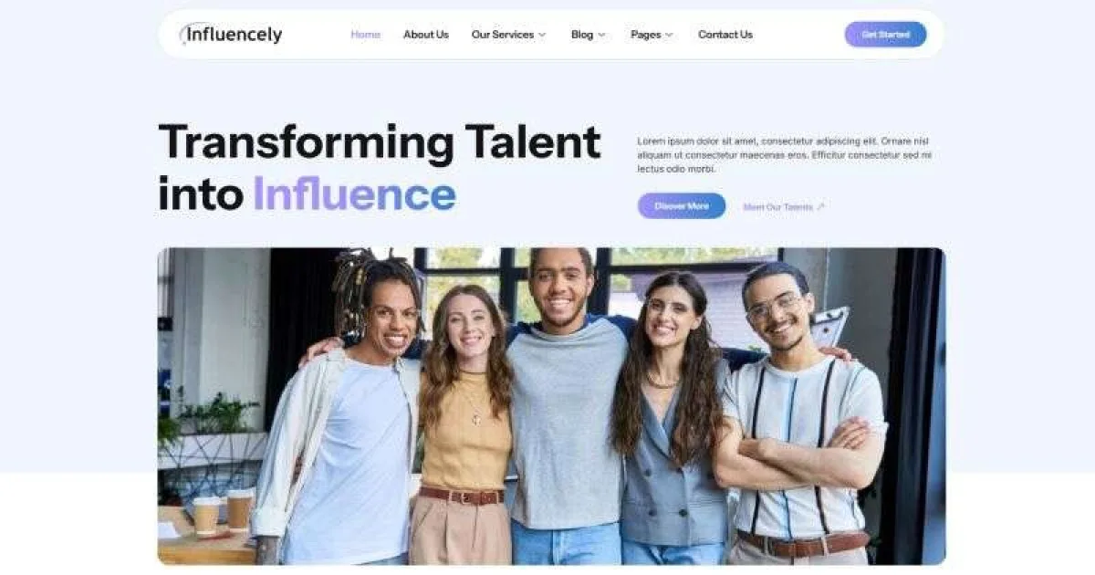 Influencely – Influencer & Talent Agency Elementor Template Kit