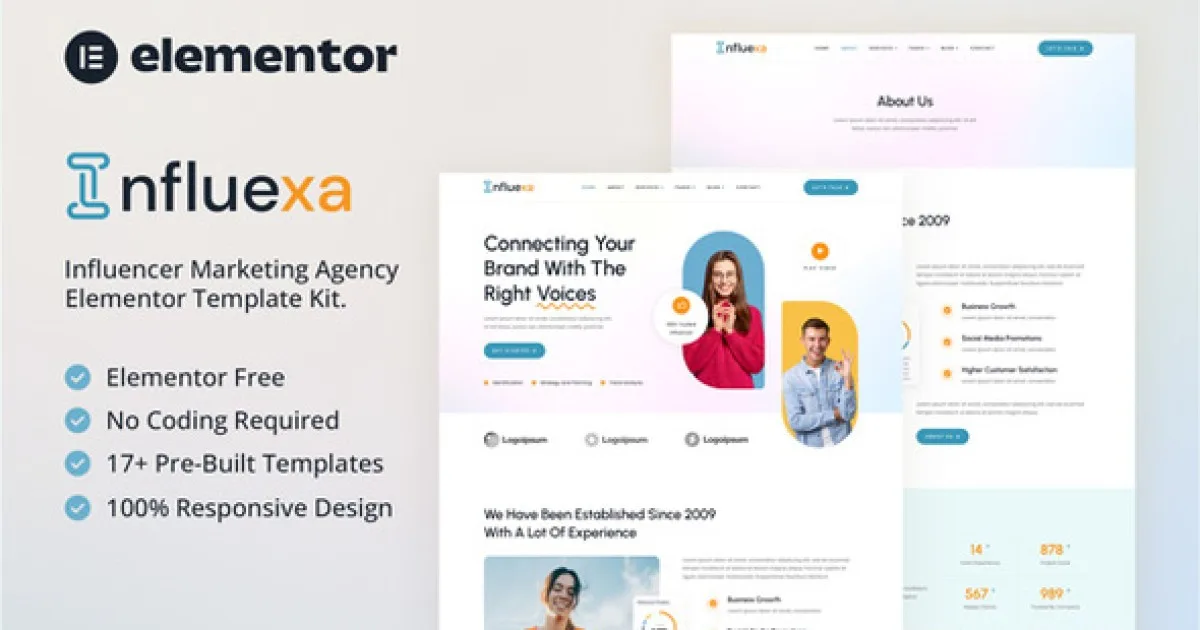 Influexa – Influencer Marketing Agency Elementor Template Kit