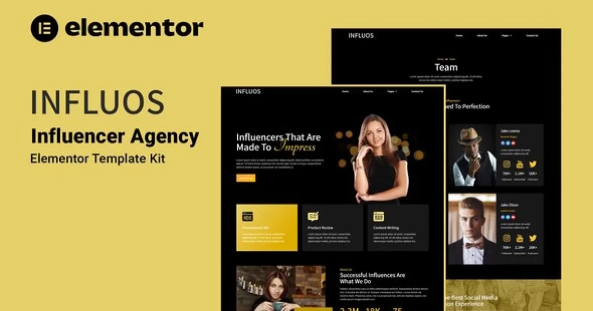 Influos – Influencer Agency Elementor Template Kit - Official Release Preview