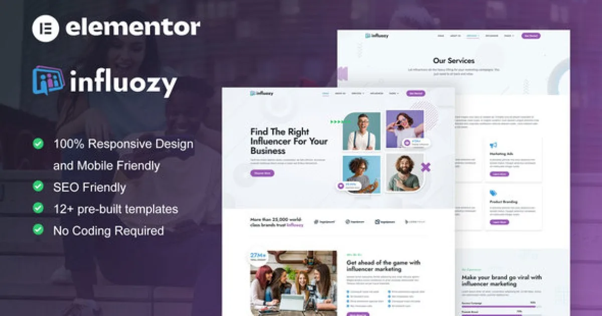 Influozy – Influencer Marketing Agency Elementor Pro Template Kit