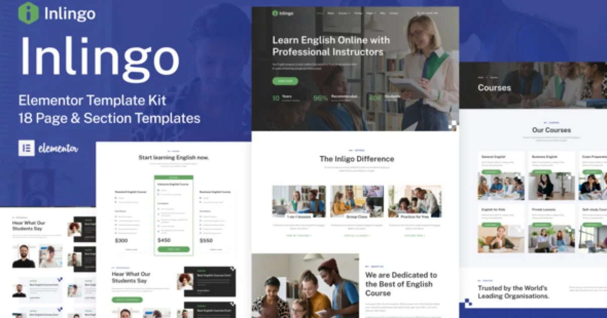 Inlingo – Professional English Course Elementor Template Kit