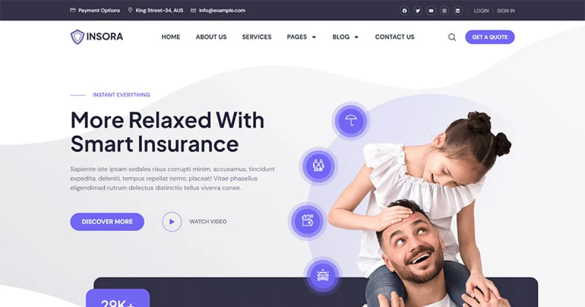 Insora – Insurance Agency Elementor Template Kit