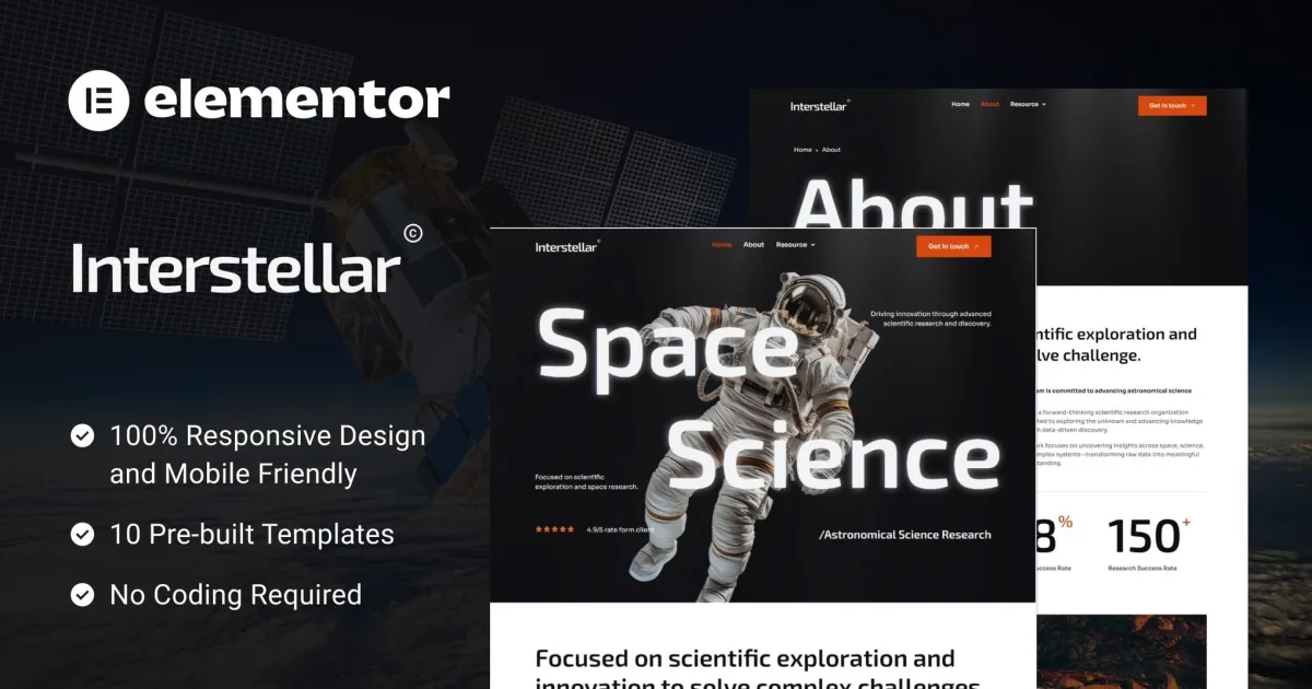 Interstellar – Science & Research Elementor Template Kit