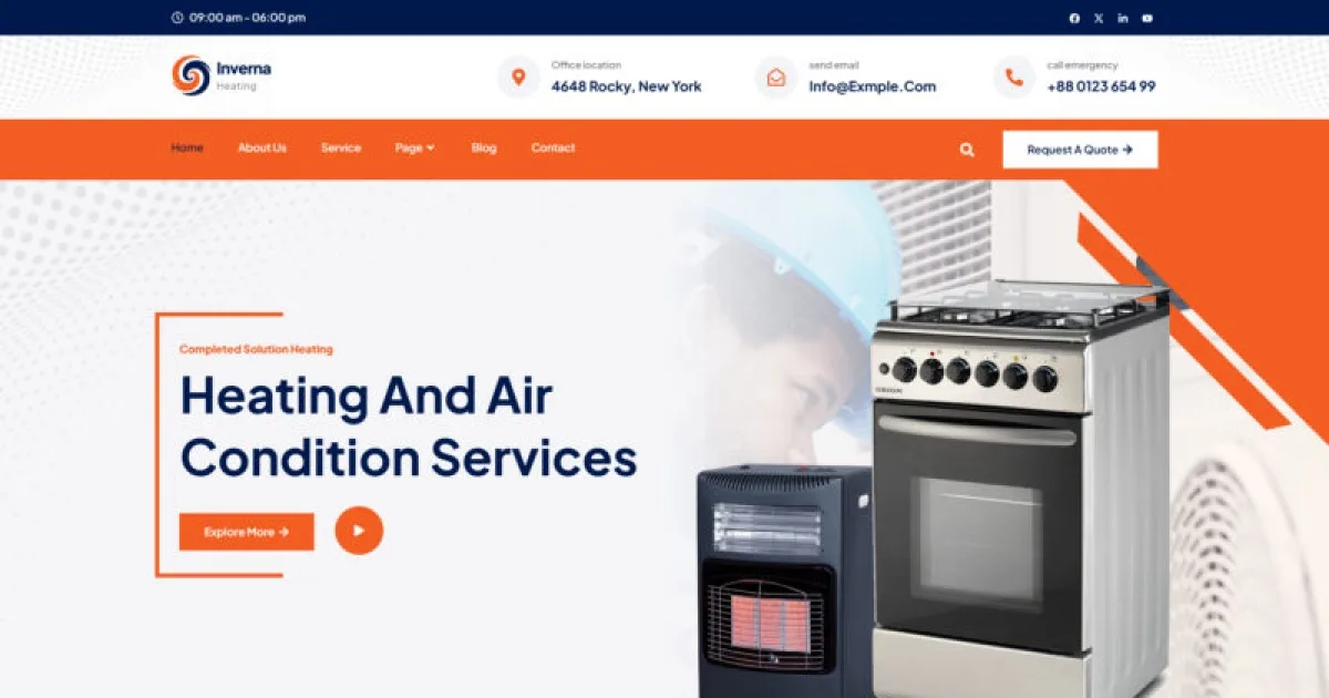 Inverna – Heating & Air Condition Service Template Kit