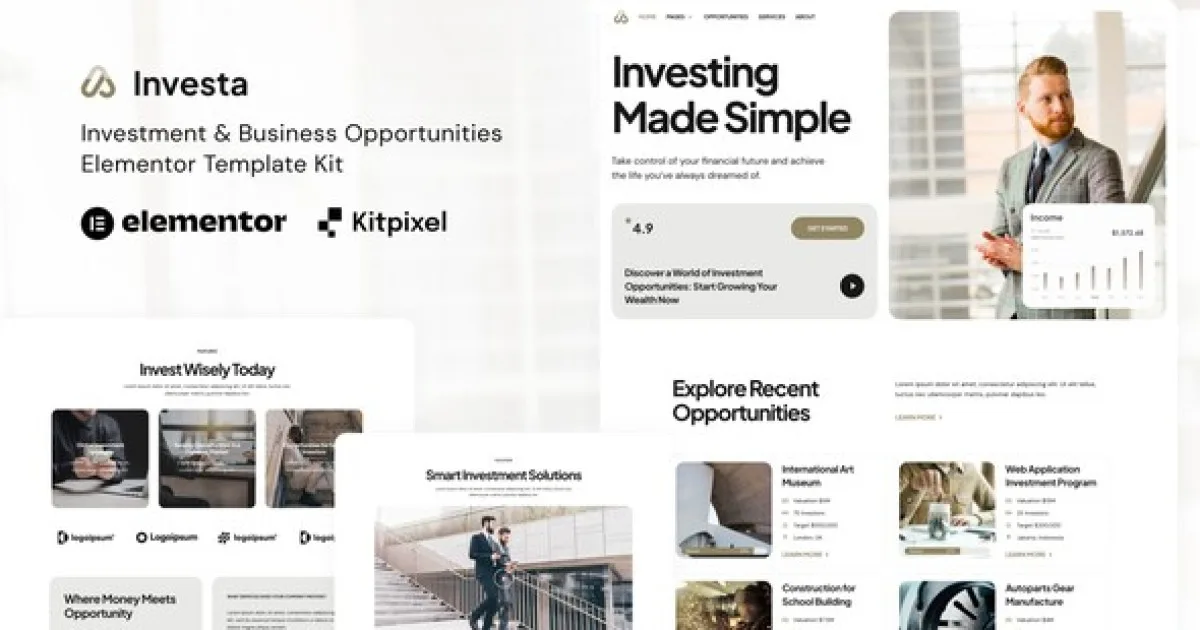 Investa – Investment & Business Opportunities Elementor Template Kit - Official Release Preview