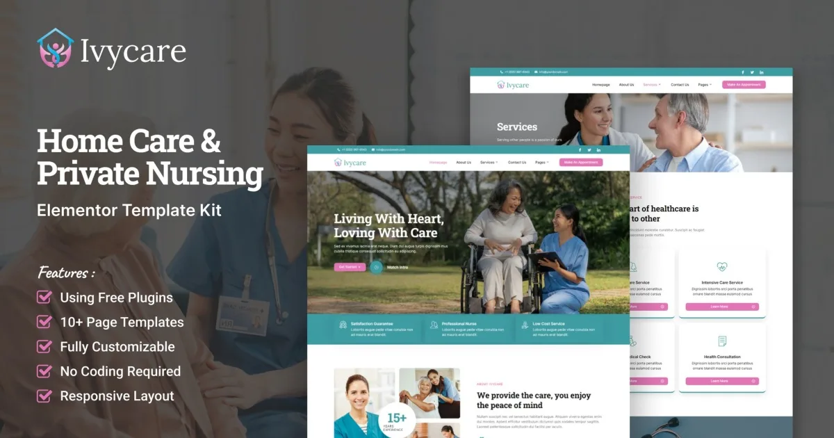 Ivycare – Home Care & Private Nursing Services Elementor Template Kit