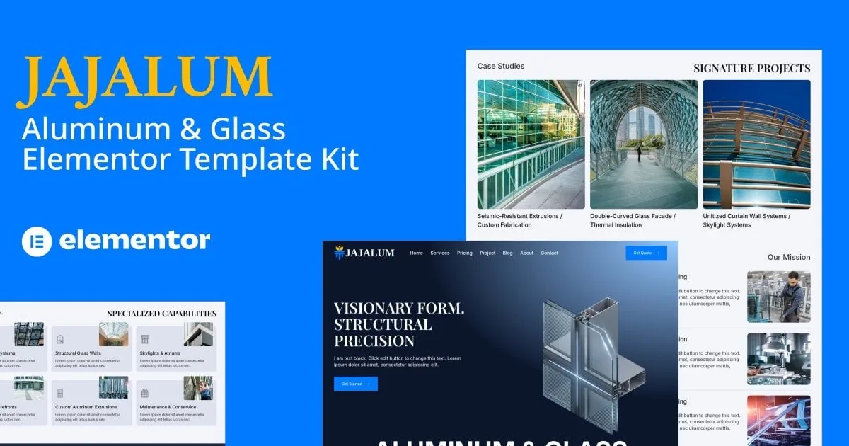 Jajalum – Aluminum and Glass Elementor Pro Template Kit