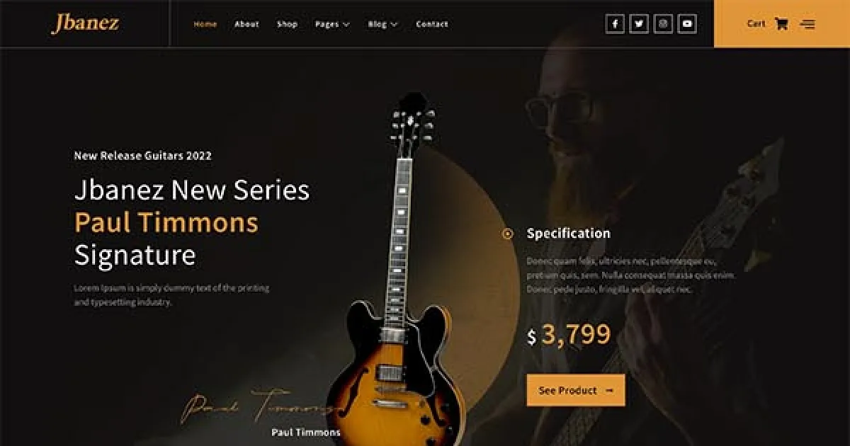 Jbanez – Guitar & Music Equipment Store Elementor Template Kit